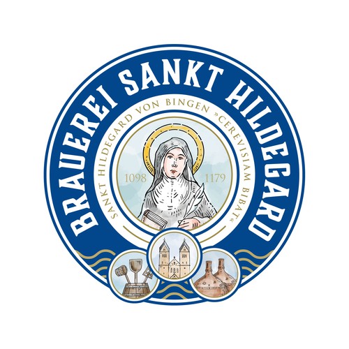 Round logo with the title 'Logo for a gerann beer brand'