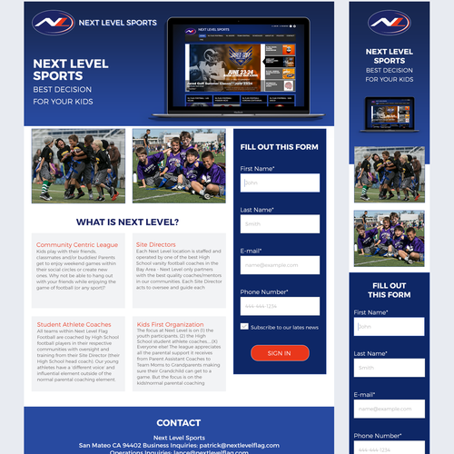 Bootstrap design with the title 'Landing Page Responsive Design'