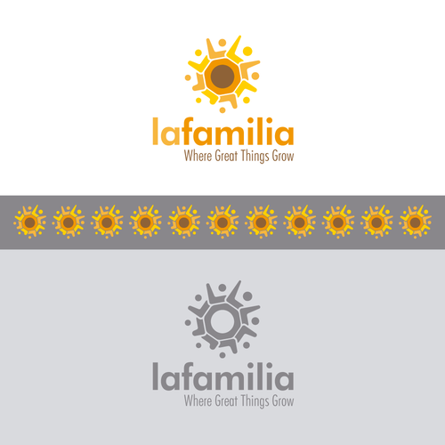 Sunflower design with the title 'La Familia - Logo Design'