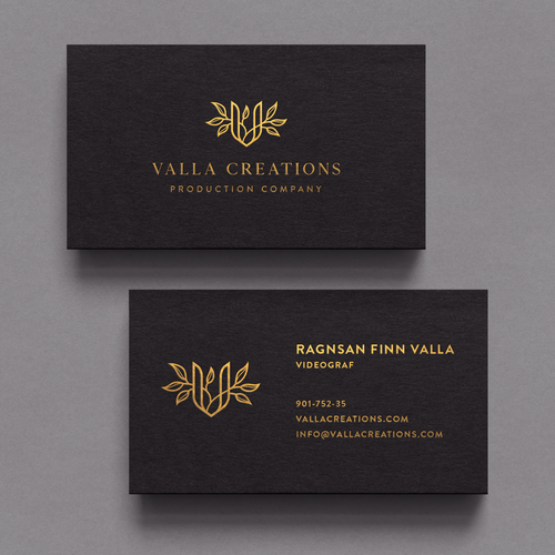 Gold foil design with the title 'Minimalist Valla Creations Business Card'