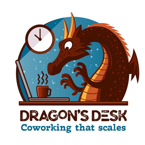 Coworking logo with the title 'Illustrative logo for Dragon Desk'