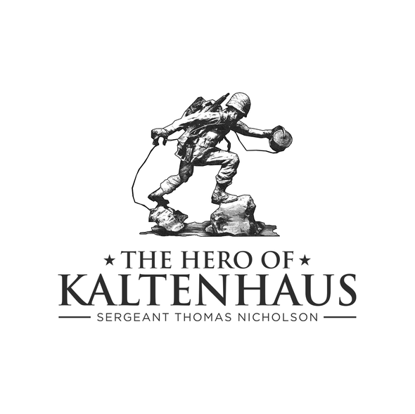 War logo with the title 'Logo design for The Hero of Kaltenhaus'