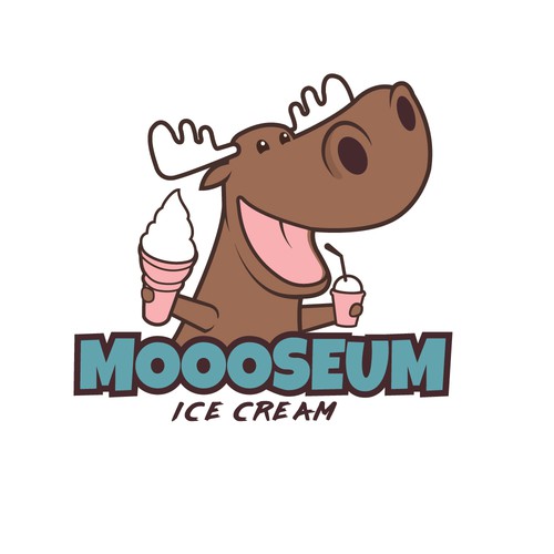 Funny logo with the title 'Moooseum Ice Cream'