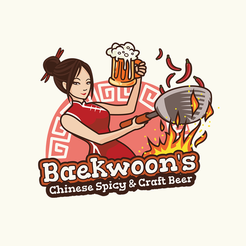 Chinese food design with the title 'The Finalist Logo for Baekwoon's'