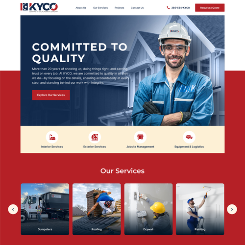 Construction website with the title 'Construction Service Website Design.'