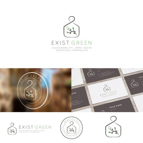 Green logo with the title 'Minimalistic logo for zero waste retailer'