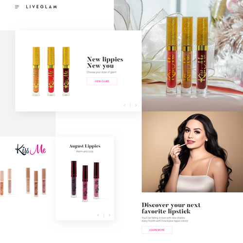 Feminine website with the title 'Web page concept for LiveGlam'