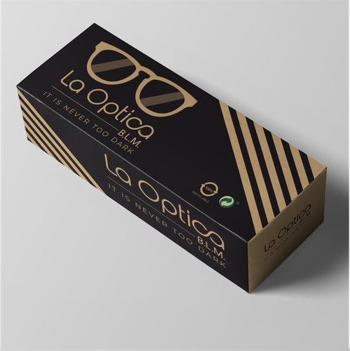 Minimal packaging with the title 'Eco Sunglass Box'