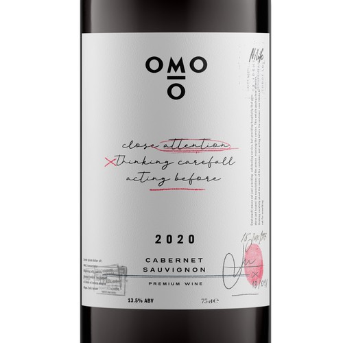Japanese design with the title 'OMO10 Wine Label'