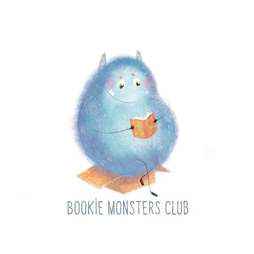 Monster brand with the title 'Hand drawn, playful logo concept for children's book subscription box'