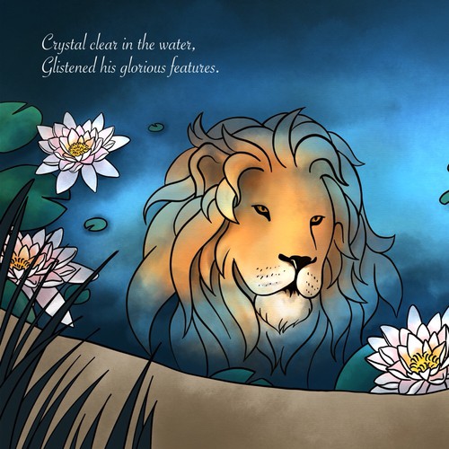 Lion illustration with the title 'Lion Illustration for book'