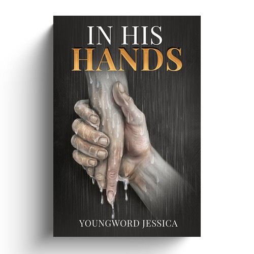 Procreate illustration with the title 'In His Hand Book cover'