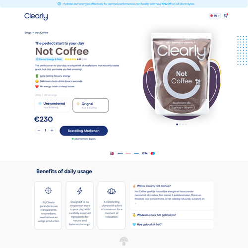 Product page design with the title 'Premium Food Brand Website Product Page'