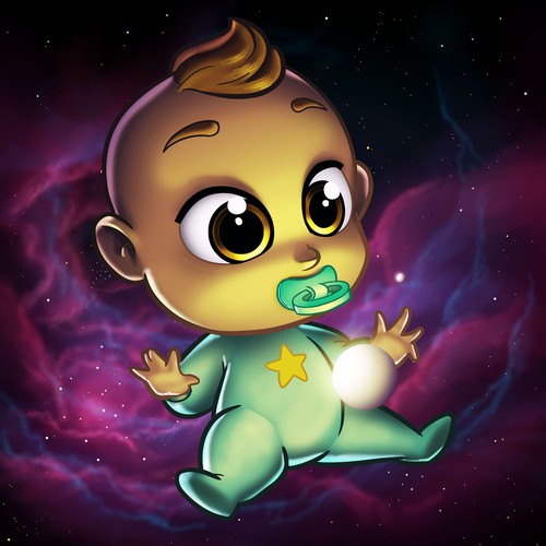 Toddler design with the title 'Space Baby NFT Mascot'