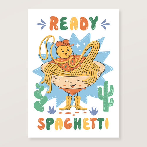 Poster artwork with the title 'Ready Spaghetti'