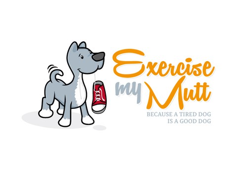 Animal shelter logo with the title 'Cartoon dog with sneaker'
