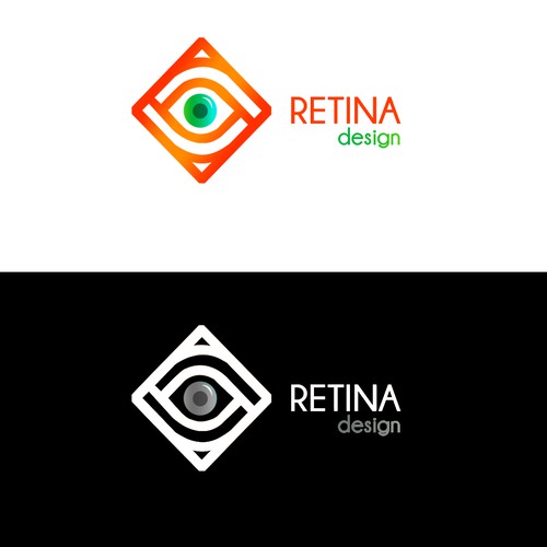 Eye brand with the title 'a modern identity for RetinaDesign'