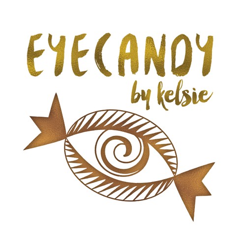 Gold foil logo with the title 'Eyecandy beauty'