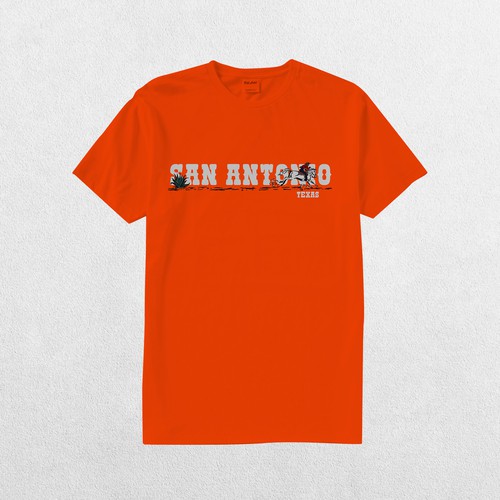 Comic t-shirt with the title 'San Antonio T shirt Cartoon Concept'