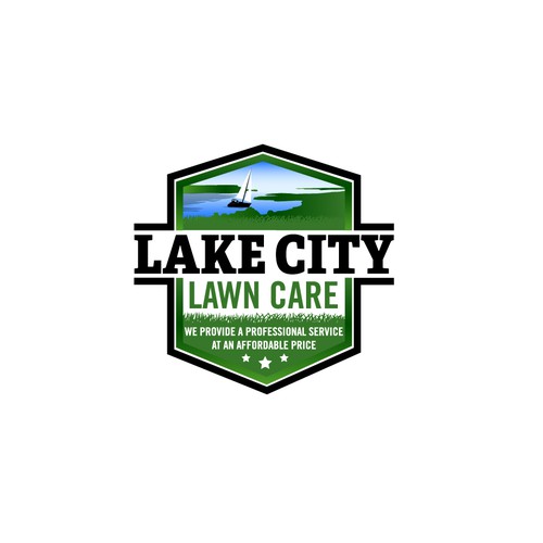 Lawn care logo with the title 'Lake City Lawn Care Logo'
