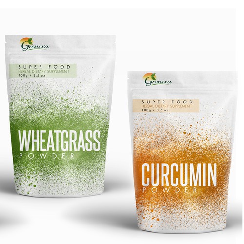 Powder packaging with the title 'super food package'