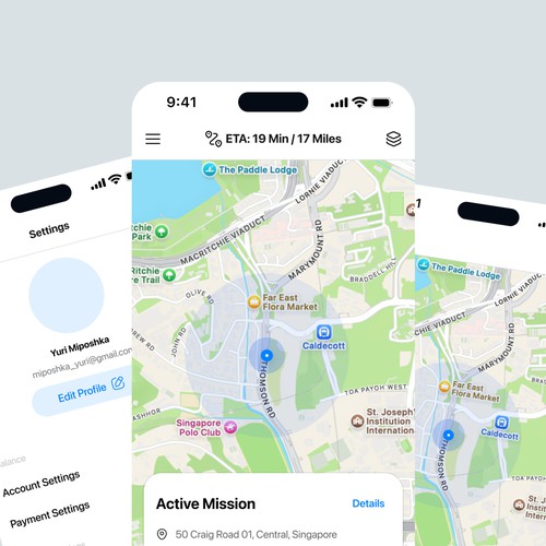 Tracker design with the title 'First Responder Tracking App'