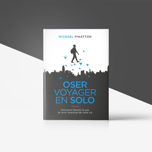 Travel book cover with the title 'Inspiring cover for non-fiction book « Dare to Travel Solo »'