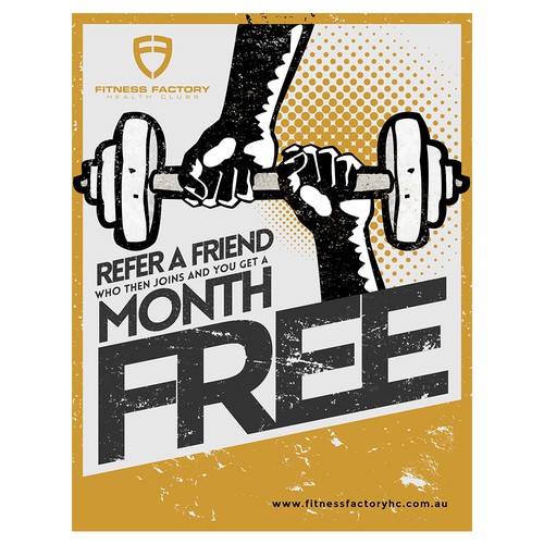 Dumbbell design with the title 'Gym Special Poster - Slight grungy, vector shading style please.'