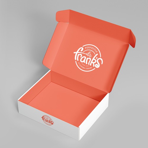 Restaurant packaging with the title 'franks'