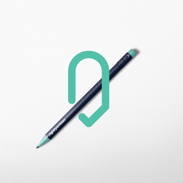Pencil brand with the title 'Pen checkmark combination for amazing copywriters'