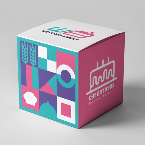 Sweets packaging with the title 'CAKE BOX'