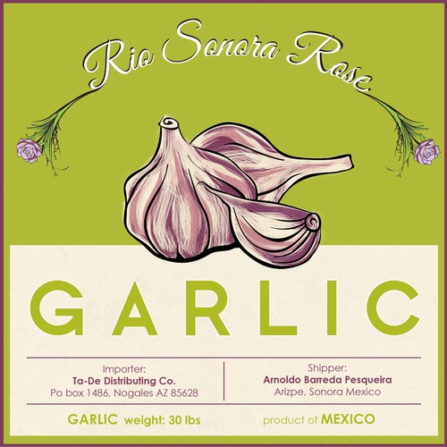 Garlic design with the title 'label for shipping box'