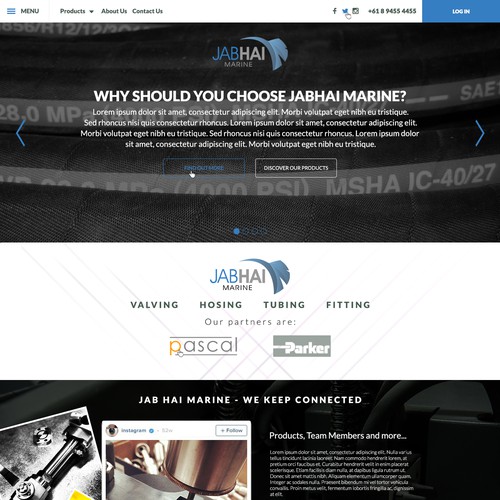 Industrial design website with the title &#39;JABHAI Marine&#39;