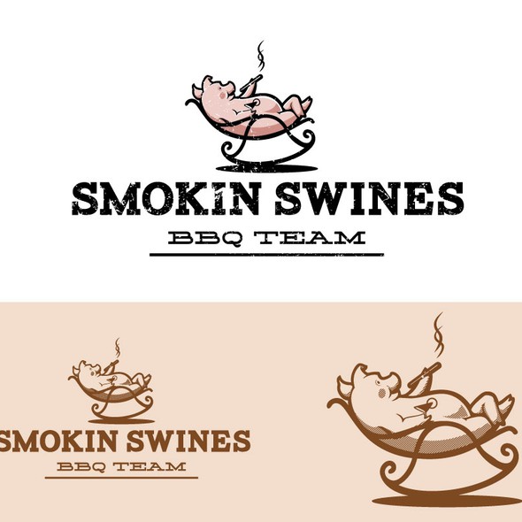 Grill-steak logo with the title 'smokin swines'