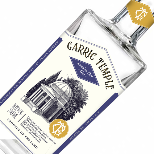 Temple design with the title 'Gin label '