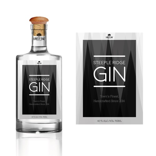 Gin label with the title 'Steeple Ridge Gin'