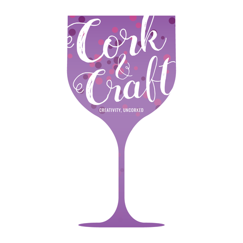 Wine glass design with the title 'Cork & Craft'