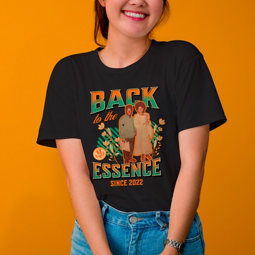 Floral t-shirt with the title 'Vintage design of a t-shirt'