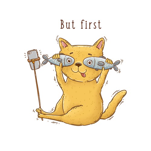 Cute t-shirt with the title 'But first... I need take a selfie.'