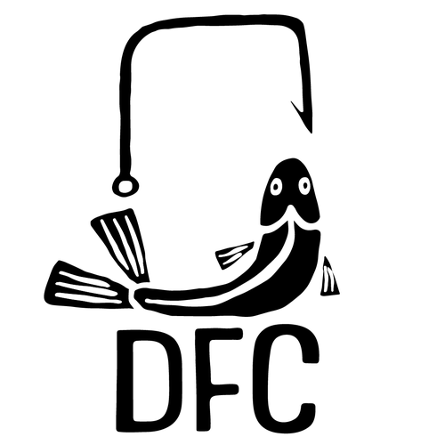 Woodcut logo with the title 'Simple Logo for Fishing Guide Company'