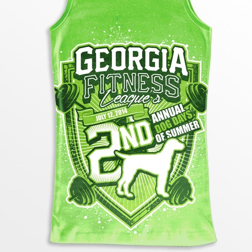 Cool t-shirt with the title 'Engaging image for Georgia Fitness League crossfit competition: 2nd Annual Dog Days of Summer'