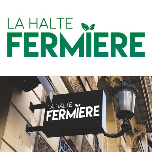 带有“La Halte Fermiere”标题的农夫标志