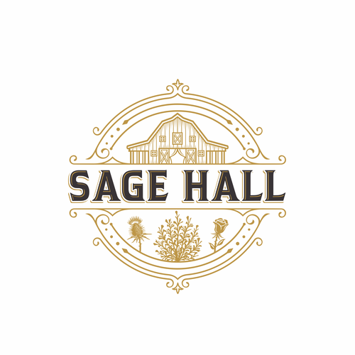 Rose design with the title 'Sage Hall'