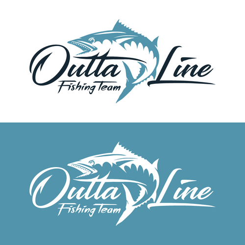 Fishing hook logo with the title 'Outta Line'