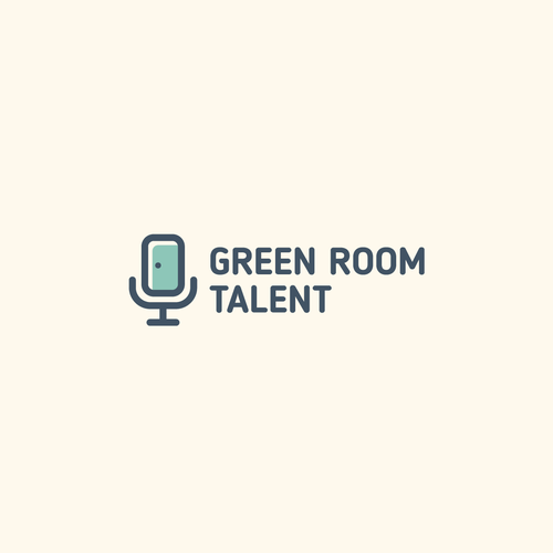 Room design with the title 'Creative logo for speaker coaching agency called Green Room Talent'