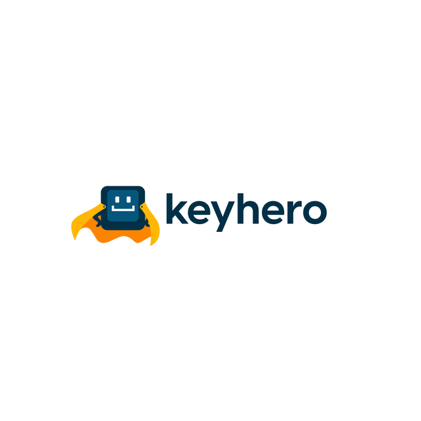 Button logo with the title 'Playful Logo for Keyhero an app that helps you learn keyboard shortcuts'