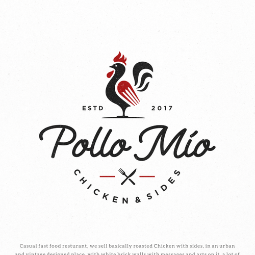 restaurant logo with rooster and heart