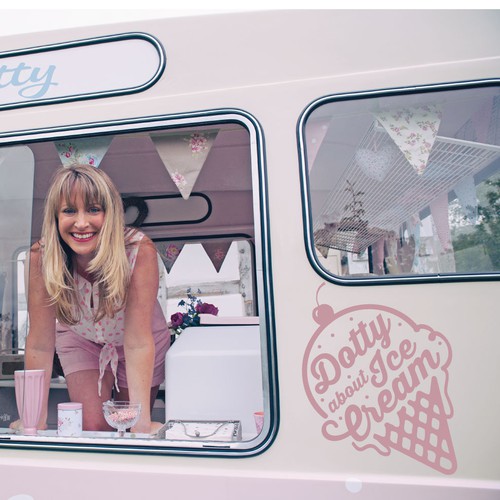 Van design with the title 'logo concept for a beautiful vintage ice cream van'