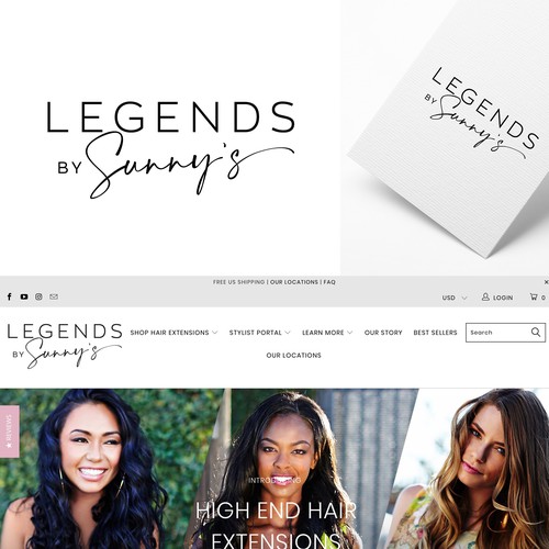Hair extension logo with the title 'LEGENDS by Sunny's'