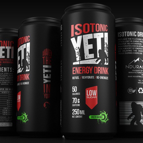 3D label with the title 'energy drink'